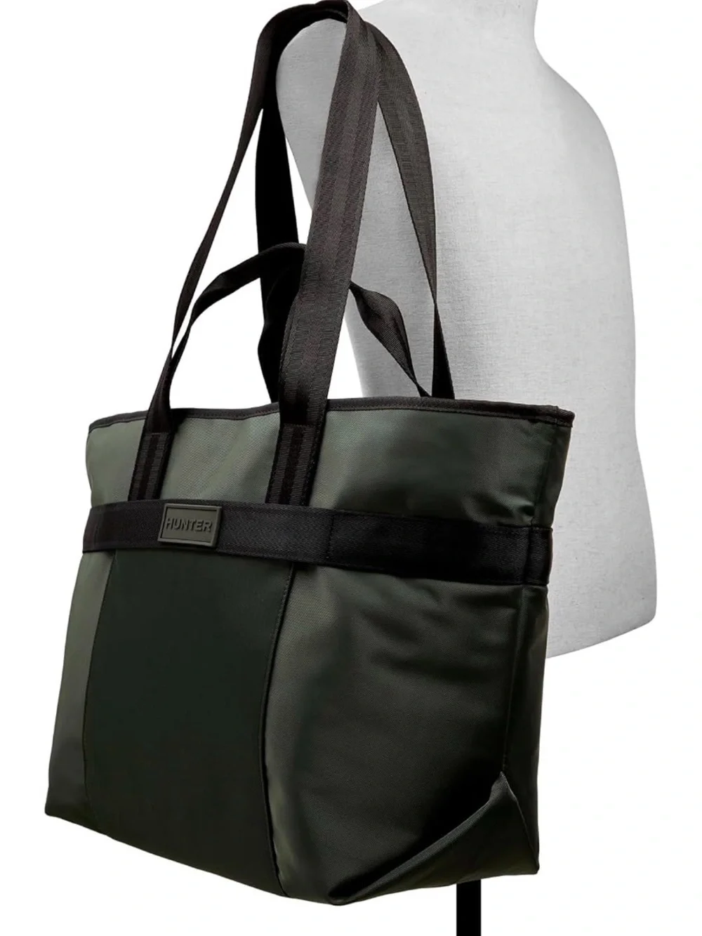 Hunter Olive Green Tote Bag with Black Straps